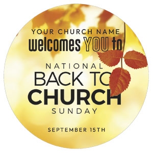 Back to Church Welcomes You Orange Leaves Circle InviteCards 