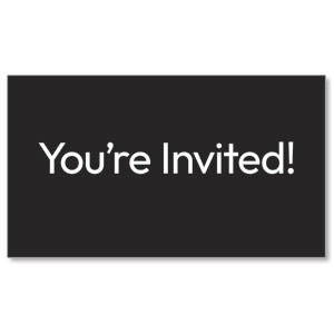 White Text You're Invited 2" x 3.5" Flat Invite