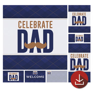 Celebrate Dad Mustache Church Graphic Bundles