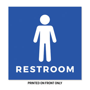 Men's Restroom Blue 23" x 23" Rigid Sign